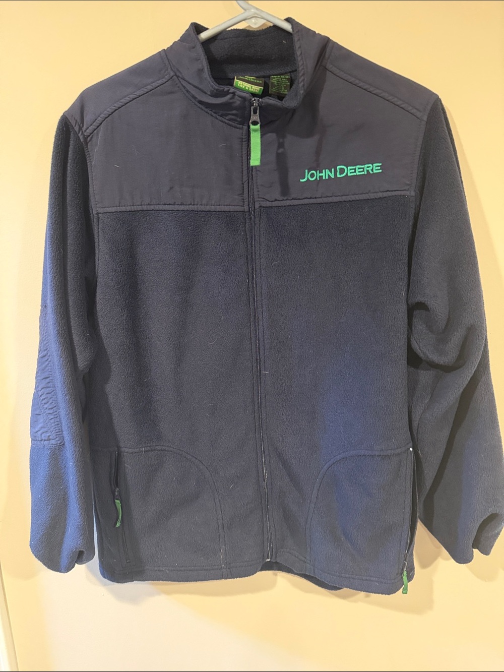 John Deere Navy Fleece Jacket with Green Accents